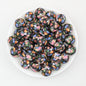15mm Floral Printed Round Silicone Beads Detailed Design 50pcs 4