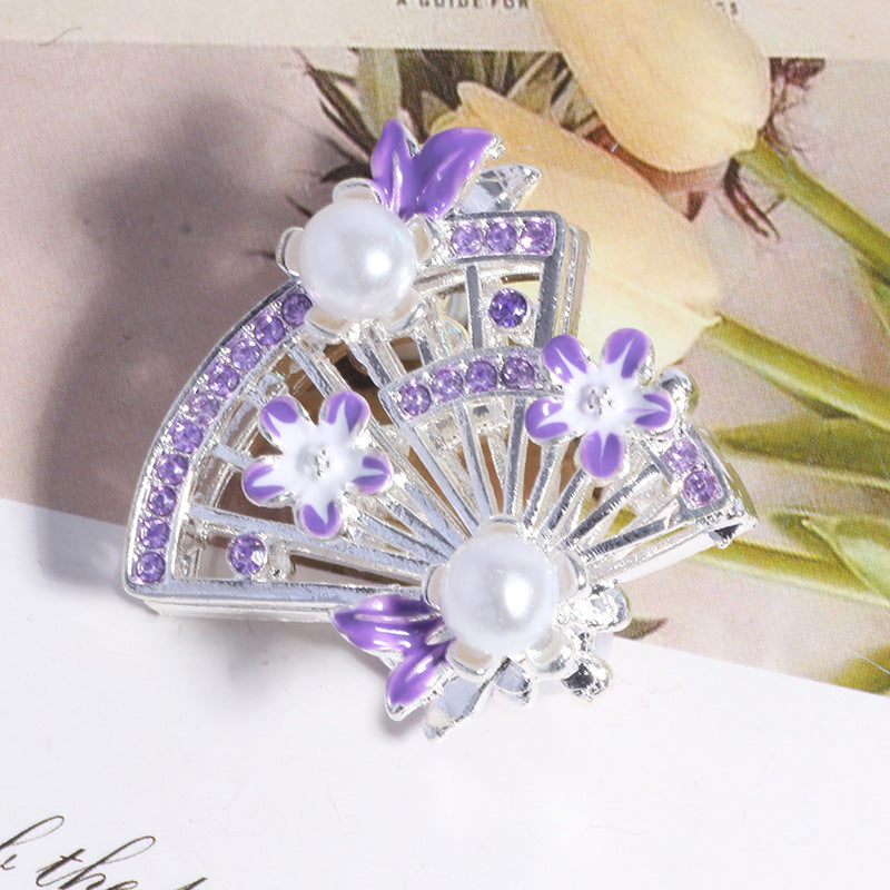 Alloy Hollow 3D Fan Shaped Rhinestone Beads 33mm 3pcs 13