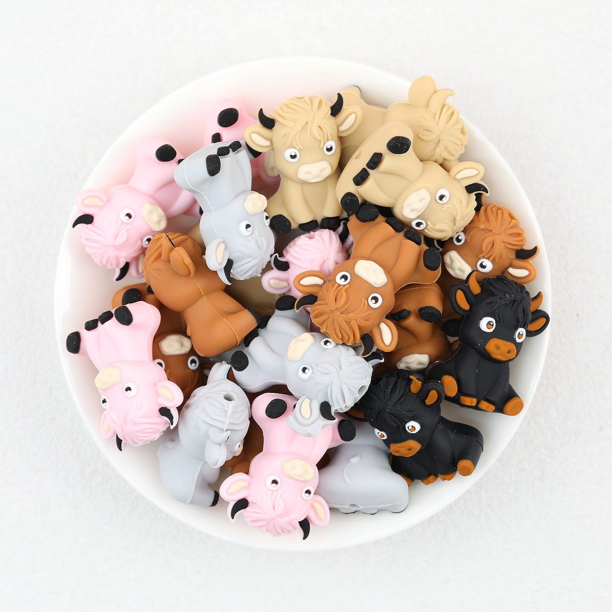  3D Cute Highland Cow Silicone Focal Beads 20Pcs 2
