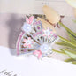 Alloy Hollow 3D Fan Shaped Rhinestone Beads 33mm 3pcs 6