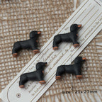 3D Adorable Dachshund Resin Beads 27mm Glossy Black 1pc 2