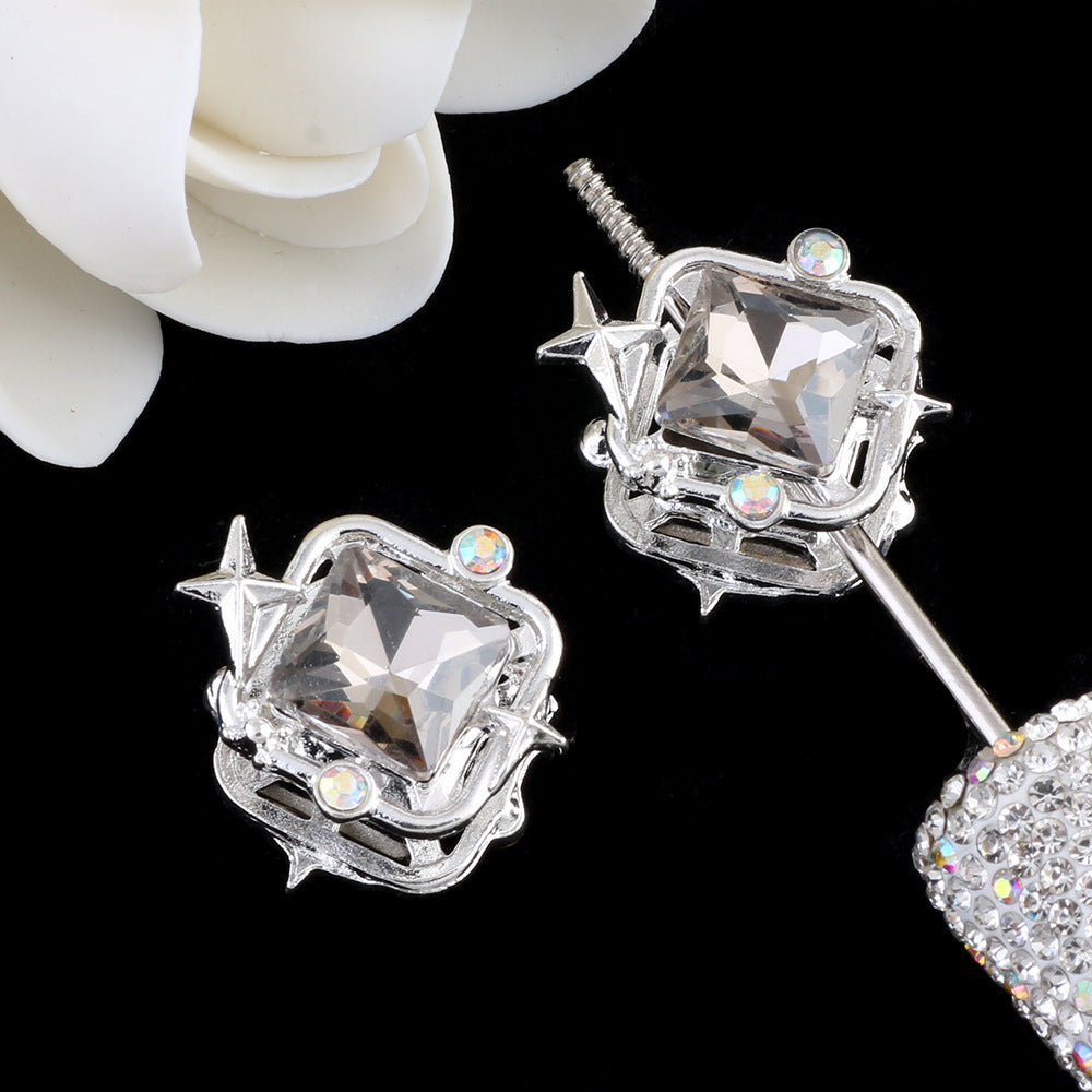 Rhinestone Alloy Star Frame Square Beads 23mm 5pcs 9