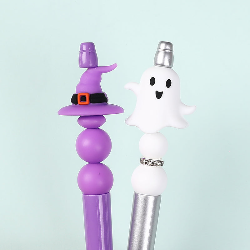 Silicone 3D Focal Beads Halloween Pumpkins Grimace Faces 20pcs 9