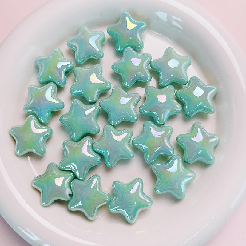 Opaque Star Acrylic Beads 22mm Glossy Colorful 10pcs 8