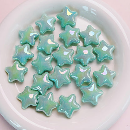 Opaque Star Acrylic Beads 22mm Glossy Colorful 10pcs 8