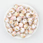 Colorful Floral Pattern 15mm Round Silicone Beads 50pcs 10