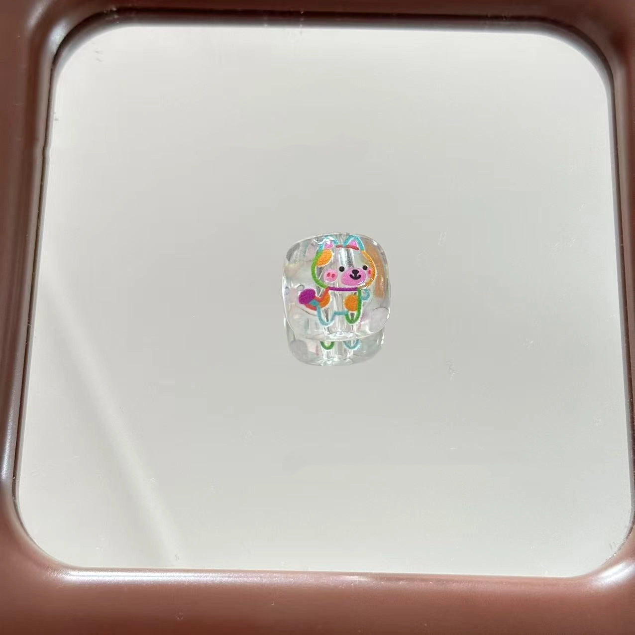 Clear Square Acrylic Beads 16mm Puppy and Kitten Pattern 10pcs 5