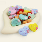 Silicone Focal Beads Pentagram Heart With Tiny Star 20pcs