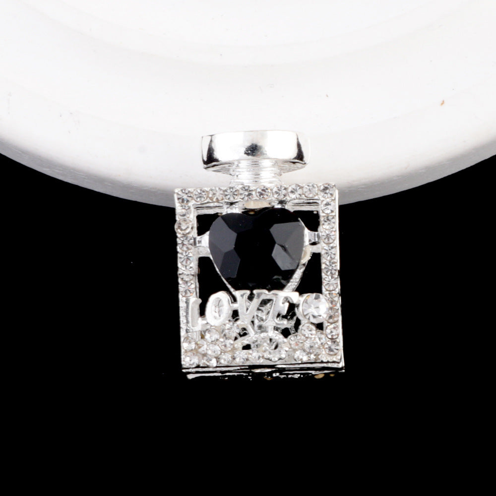 Fancy Alloy Perfume Bottle Charm Beads with Heart and Rhinestones 2pcs 12