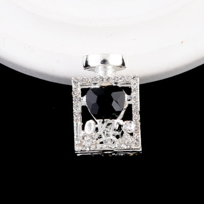 Fancy Alloy Perfume Bottle Charm Beads with Heart and Rhinestones 2pcs 12