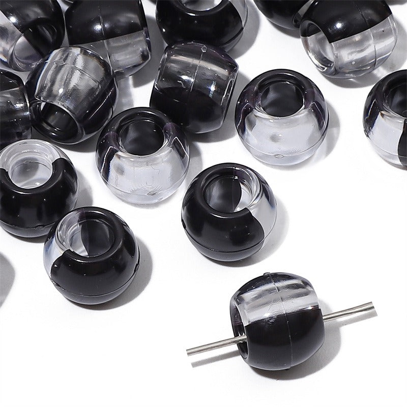 Large Hole Acrylic Beads 12mm Two-Tone Mixed Colors 60pcs 7