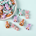 Silicone 3D Focal Beads Easter Bunny Wearing Glasses 20pcs 6