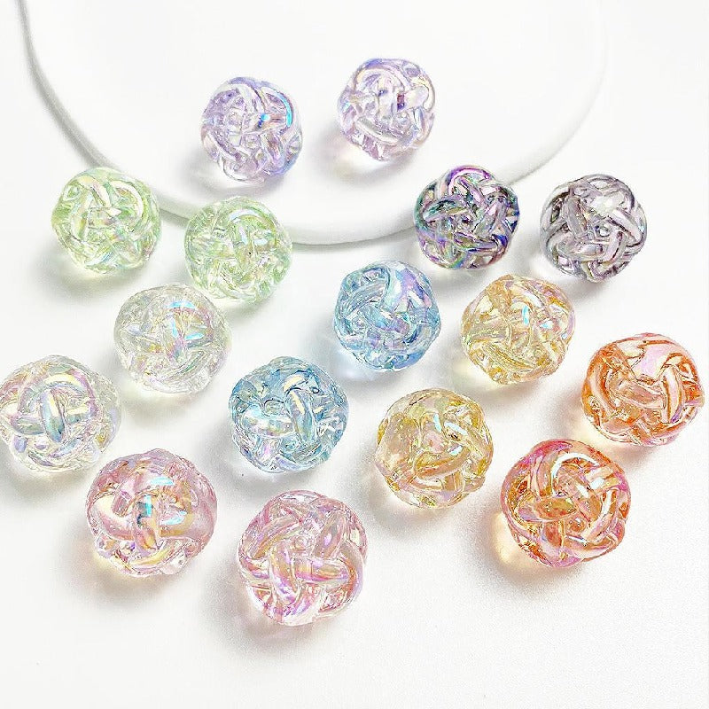 Transparent Acrylic Beads 16mm 18mm Iridescent Rainbow 10pcs