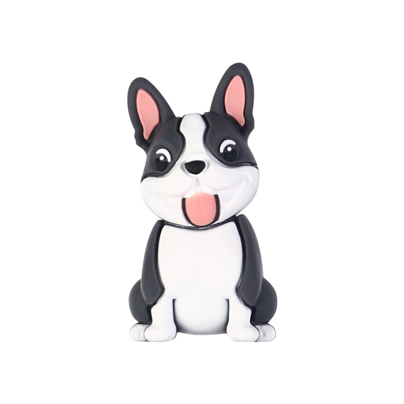Silicone 3D Focal Beads Puppy Sitting Pose Smiling Face 20pcs 12