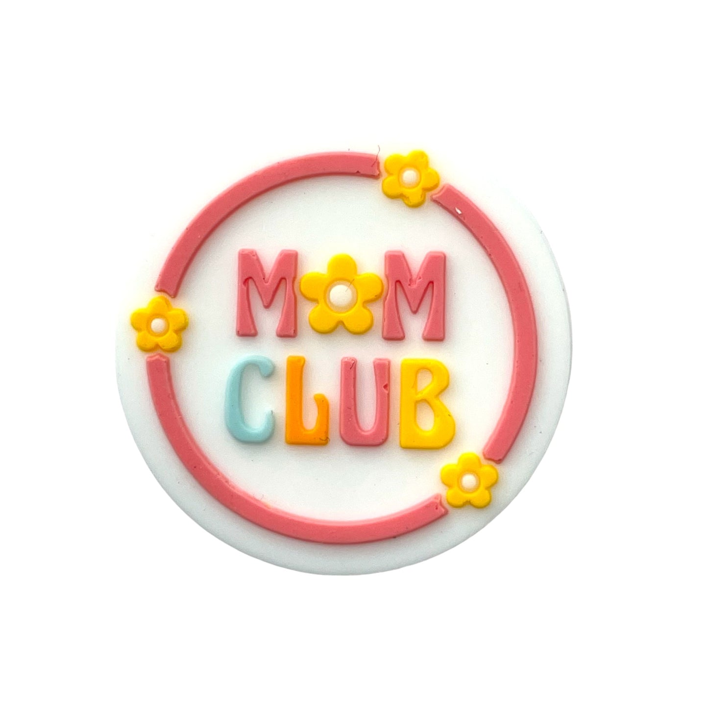 Silicone Focal Beads Mom Club Floral Circle Pastels 20pcs 4