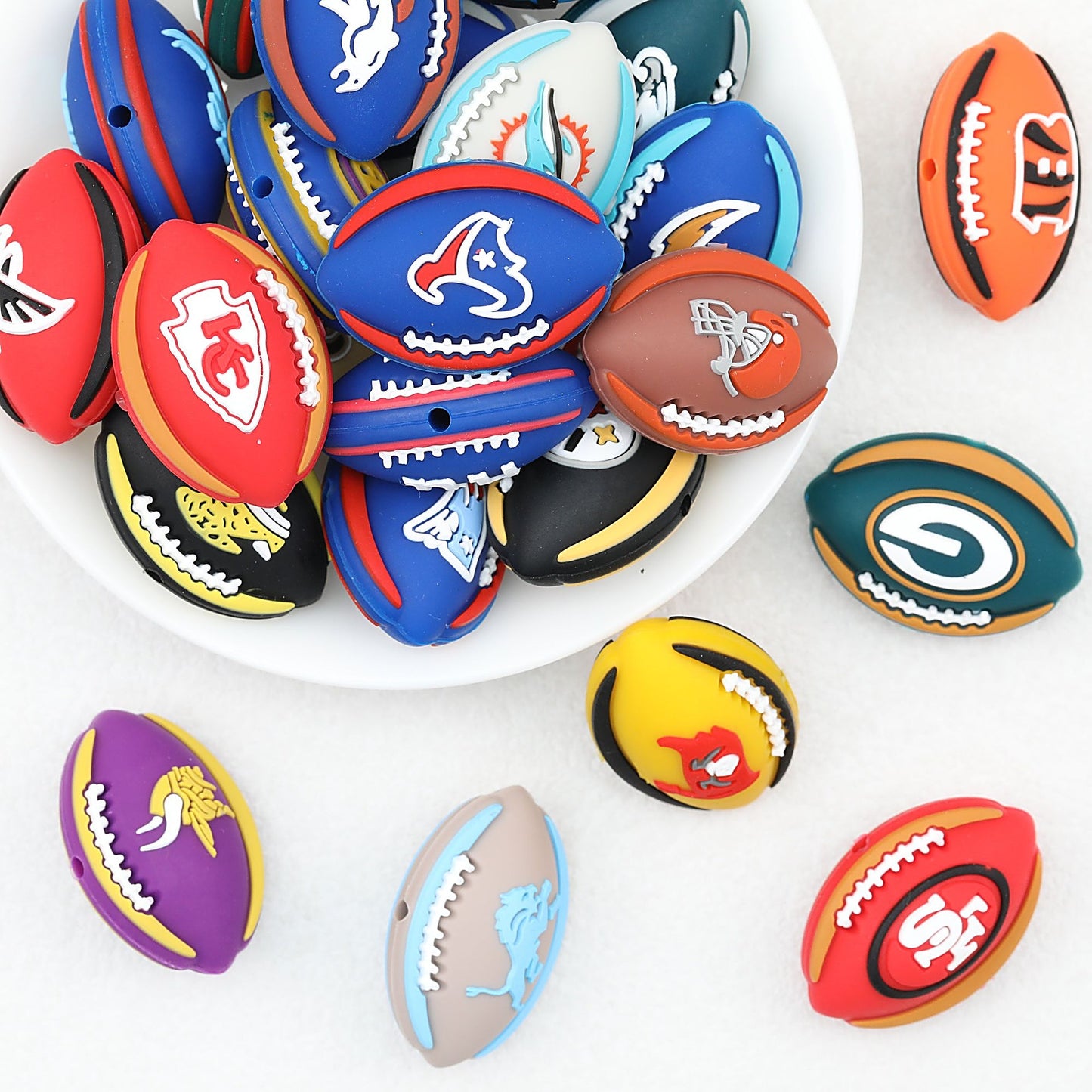Silicone 3D NFL Focal Beads  20 pcs
