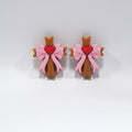 Silicone 3D Focal Beads Love Cross Holding Pink Bow 20pcs