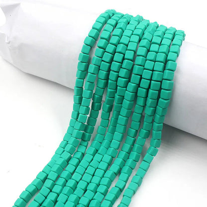 Cube Clay Beads 6mm Solid Color Polymer Matte Finish 10strands 21