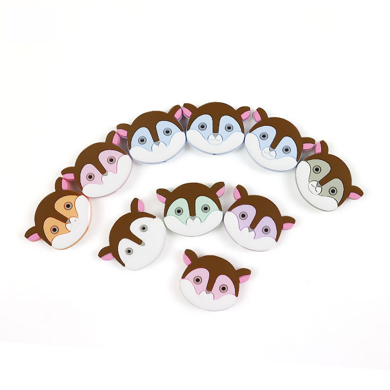 Silicone 3D Focal Beads Cartoon Colored Animals Pastel Ears 20pcs 3