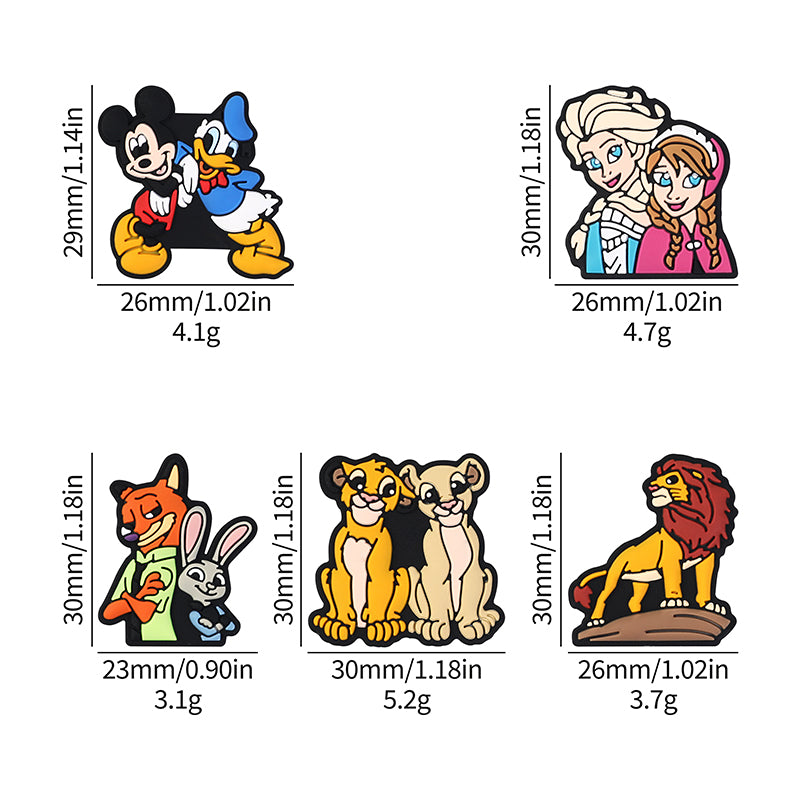 Silicone Focal Beads Disney Anime Characters Classic Duo Group 20pcs 9