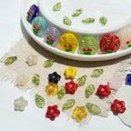 Forest Series Gilded Lampwork Glass Beads Nature Inspired Vintage 10pcs 2
