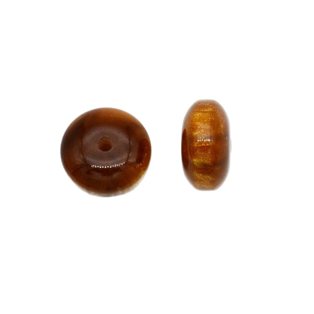 10mm Resin Rondelle Beads Imitation Gold Thread Amber 100pcs 5