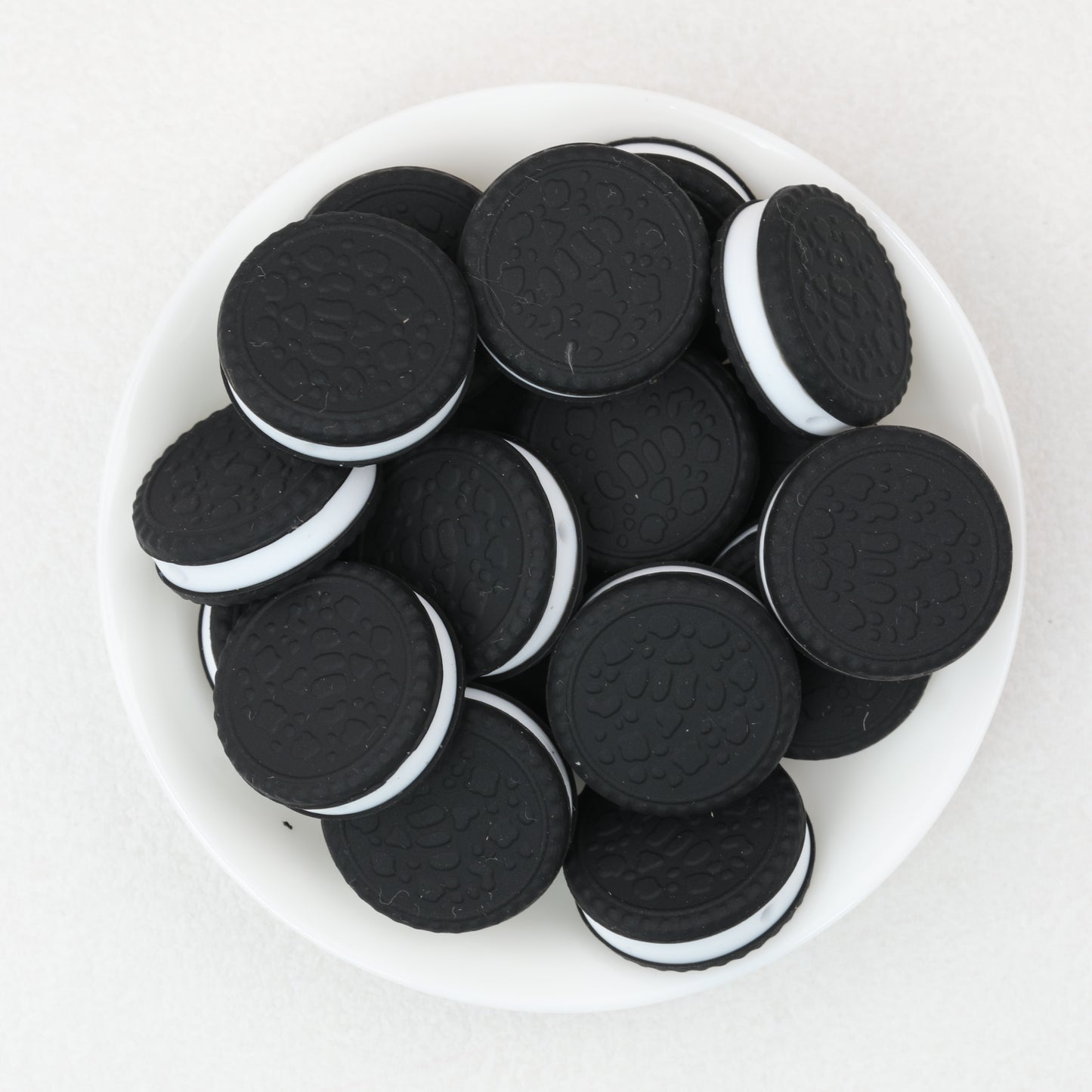 3D Black Cookie Silicone Focal Beads 20pcs 2