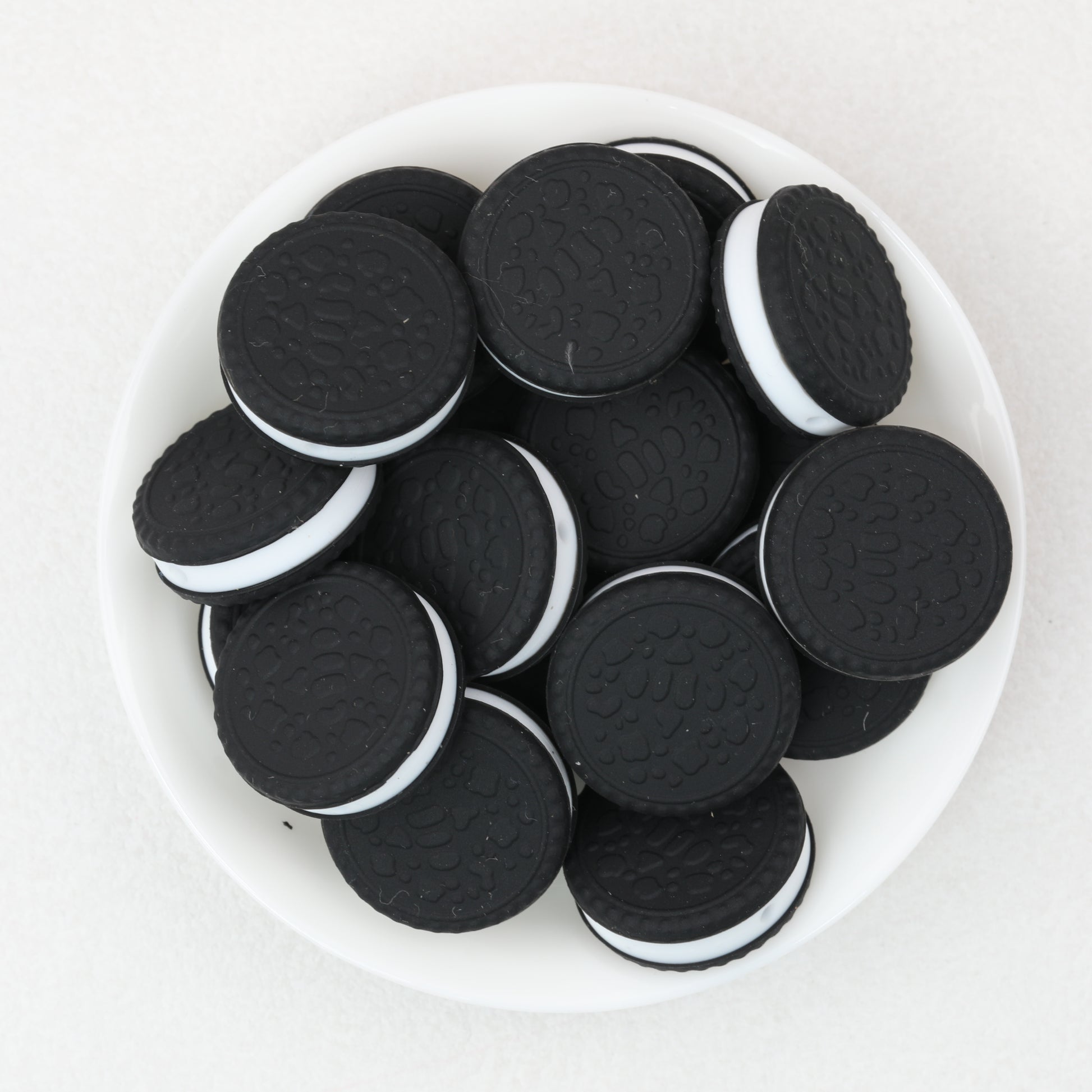 3D Black Cookie Silicone Focal Beads 20pcs 2