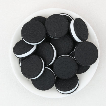 3D Black Cookie Silicone Focal Beads 20pcs 2