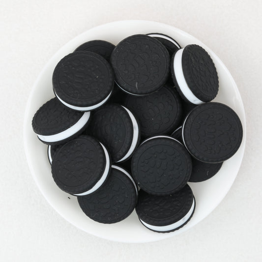3D Black Cookie Silicone Focal Beads 20pcs 2