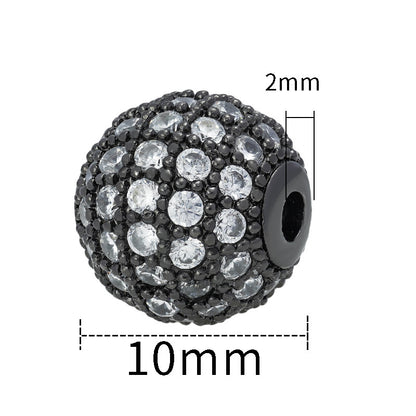 Fancy Zirconia Paved Brass Round Beads 6mm 8mm 10mm 30pcs 9