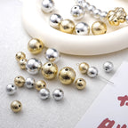Plating Matte Wrinkle Round Acrylic Beads 10-16mm Metallic 50pcs