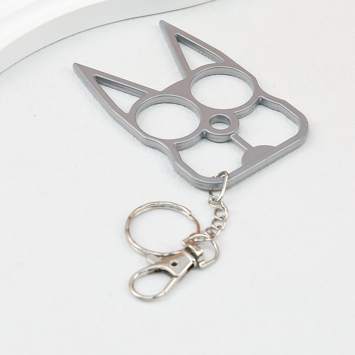 Self Defense Keychain Cat Shape Zinc Alloy Two Finger Grip 2pcs - grey