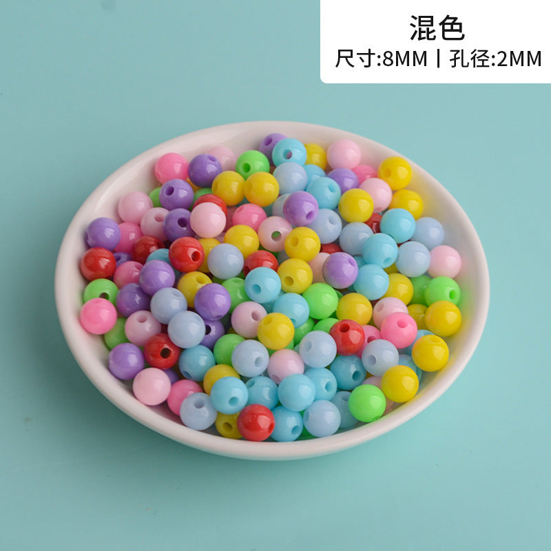 Solid Color Round Acrylic Beads 8mm 100g 28