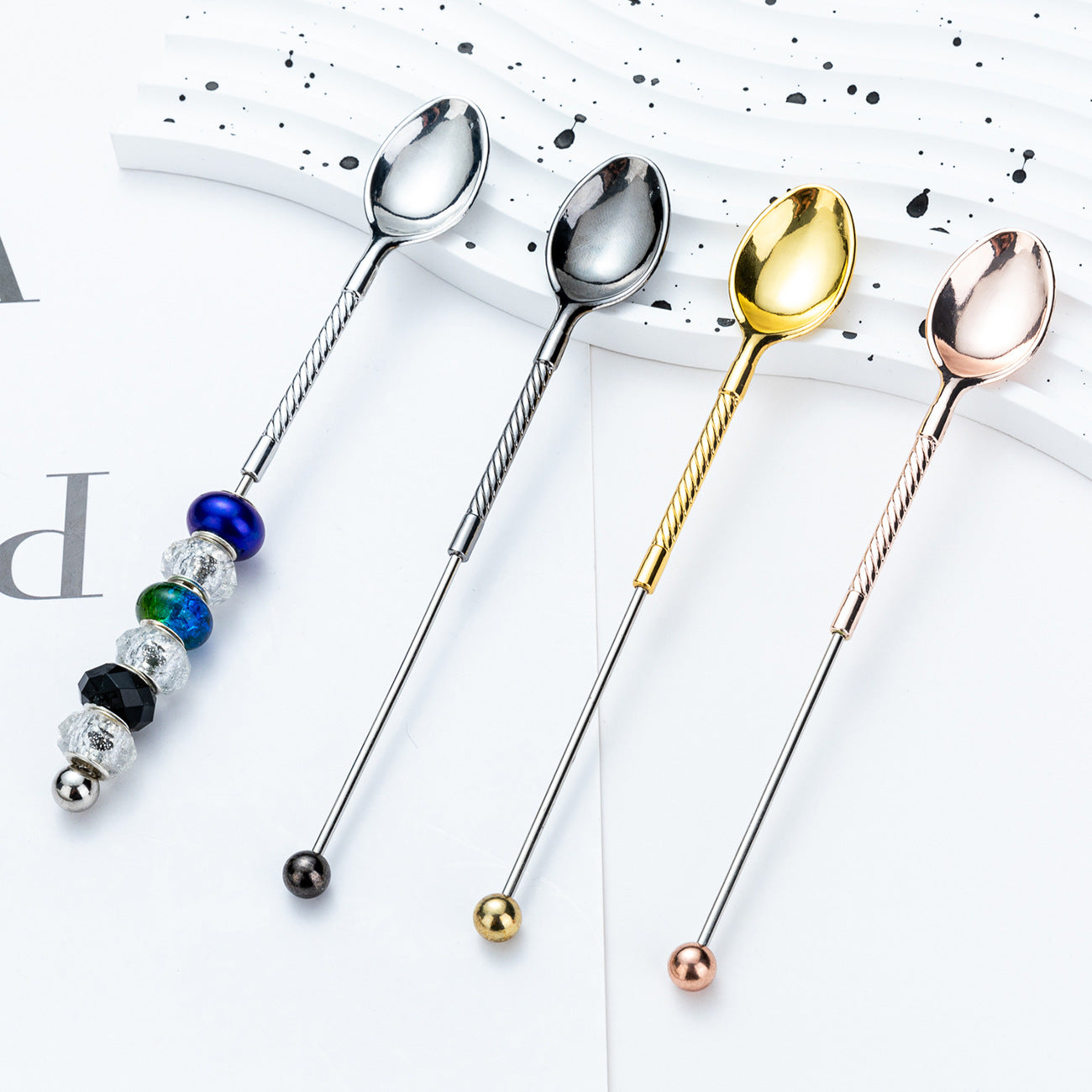 Beadable Metal Spoons for Stirring Coffee