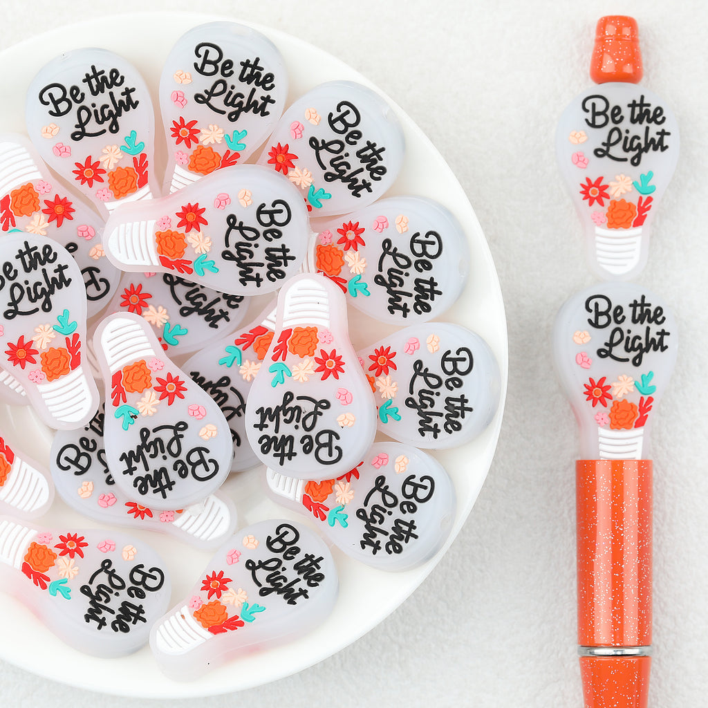 Colorful Flower Light Bulb Silicone Focal Beads 20Pcs 