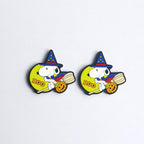 Silicone Focal Beads Magic Puppy Wearing Witch Hat with Broomstick 20pcs