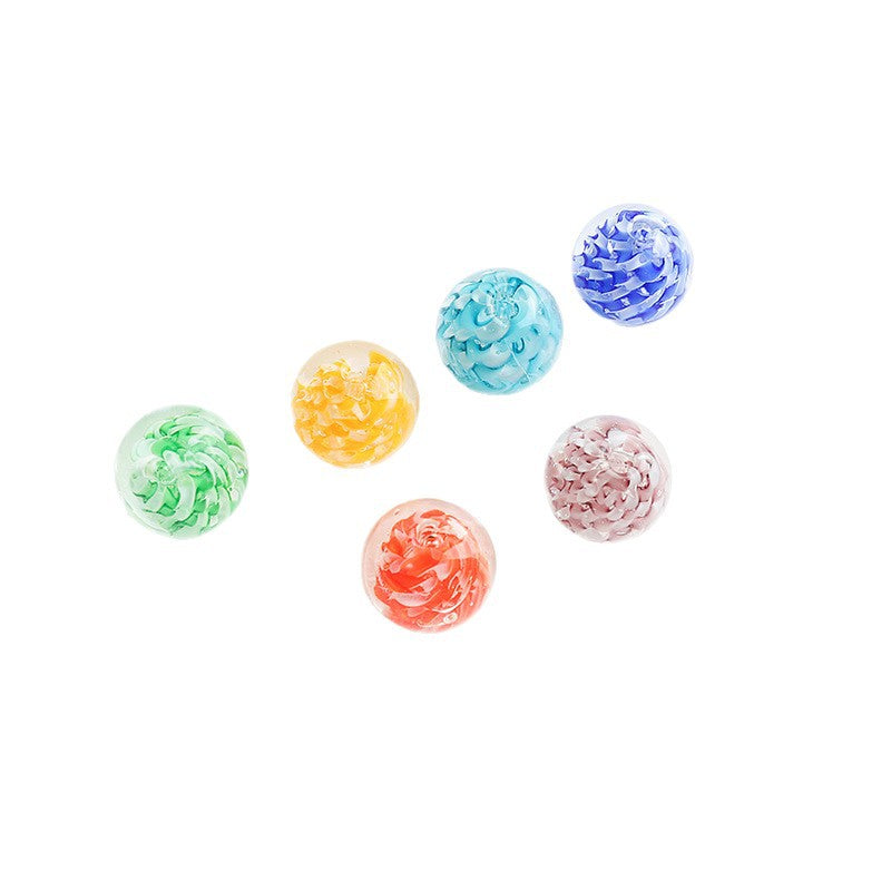 11mm Spiral Pattern Glass Round Beads 10pcs 5