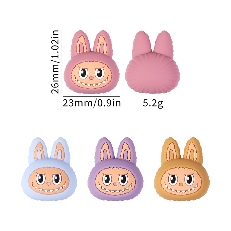 Silicone 3D Focal Beads Bunny Faces Multi Color 20pcs 8