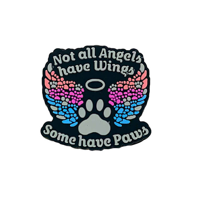 Silicone Focal Beads Angel Paw Print With Pastel Wings
