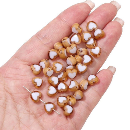 Makaron Heart Acrylic Beads 8x7mm Two Tone Translucent 60pcs 25