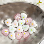 Heart Shape Flower Glass Beads 16mm 10pcs 4