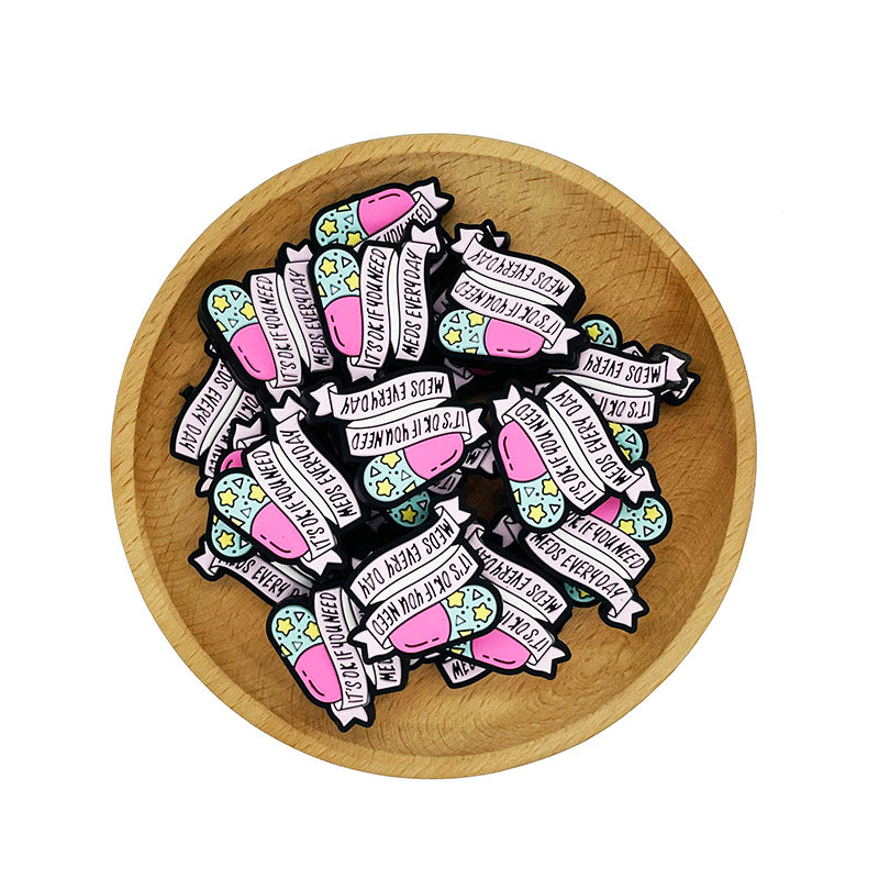 Silicone Focal Beads Health Banner Star Pill Design 20pcs 2