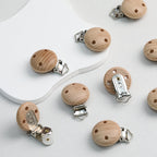 Beech Wood Round Pacifier Clip with Three Holes 30mm