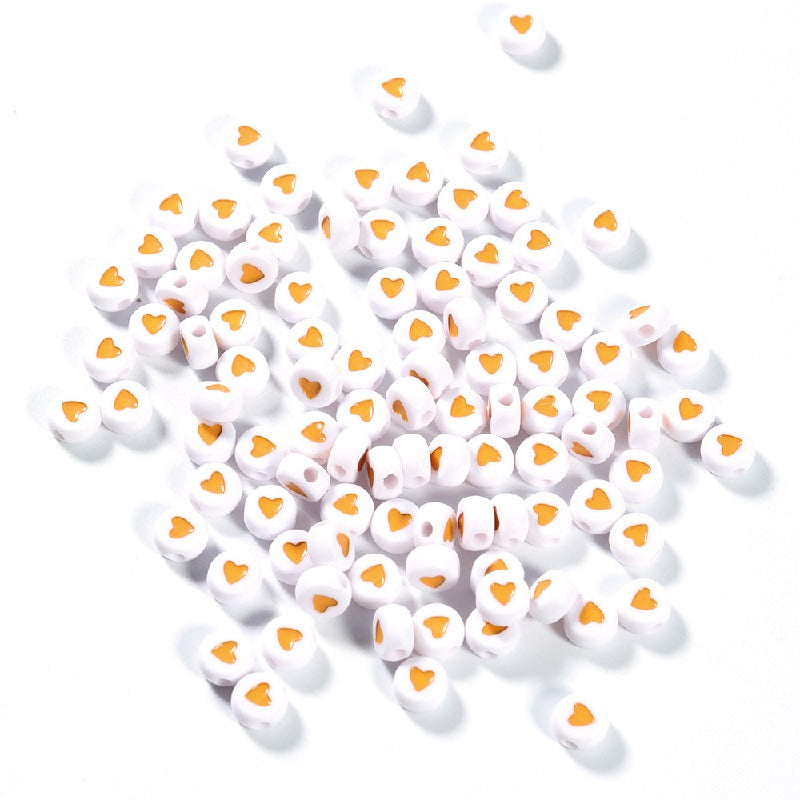 Colored Heart Acrylic Flat Round Beads 7mm Mixed Colors 200pcs 6
