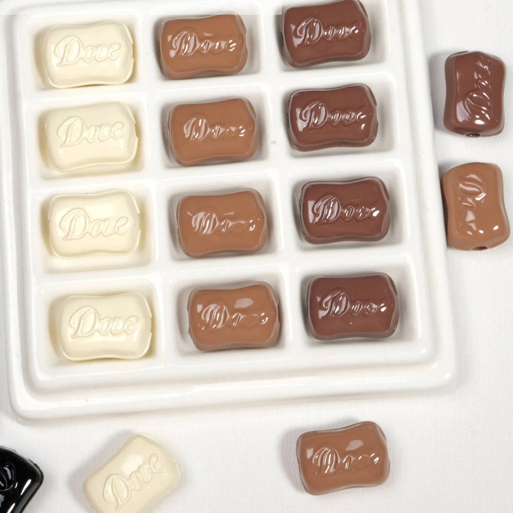 Square Acrylic Beads 14x20mm Dove Chocolate Glossy 20pcs 2