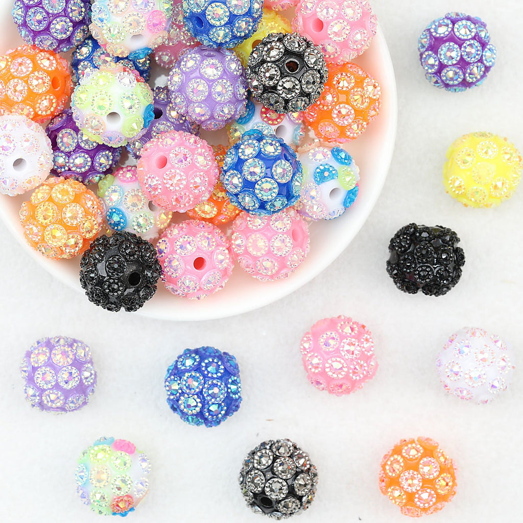 Shimmer Resin Round Flower Beads 16mm 20mm 20pcs