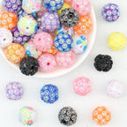 Shimmer Resin Round Flower Beads 16mm 20mm 20pcs