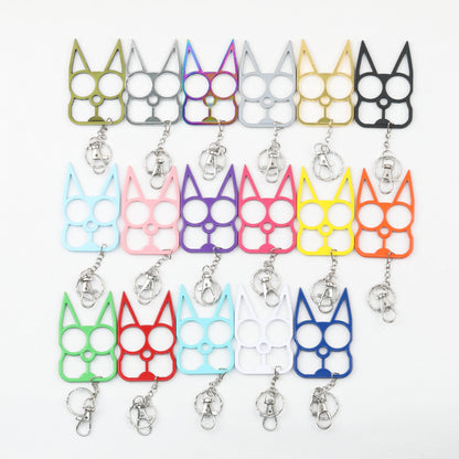 Self Defense Keychain Cat Shape Zinc Alloy Two Finger Grip 2pcs