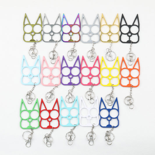 Self Defense Keychain Cat Shape Zinc Alloy Two Finger Grip 2pcs